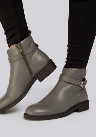 Leather ankle boots, grey, 93-D-552-8-35, Photo 1