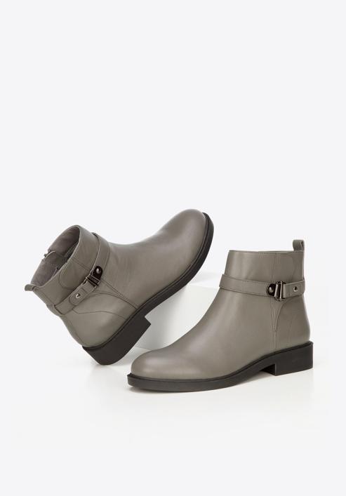 Leather ankle boots, grey, 93-D-552-1-37, Photo 5