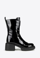 Leather ankle boots with front zip, black-graphite, 97-D-500-1-40, Photo 1