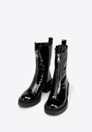 Leather ankle boots with front zip, black-graphite, 97-D-500-1L-36, Photo 2