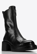 Leather ankle boots with front zip, black, 97-D-500-1L-36, Photo 7