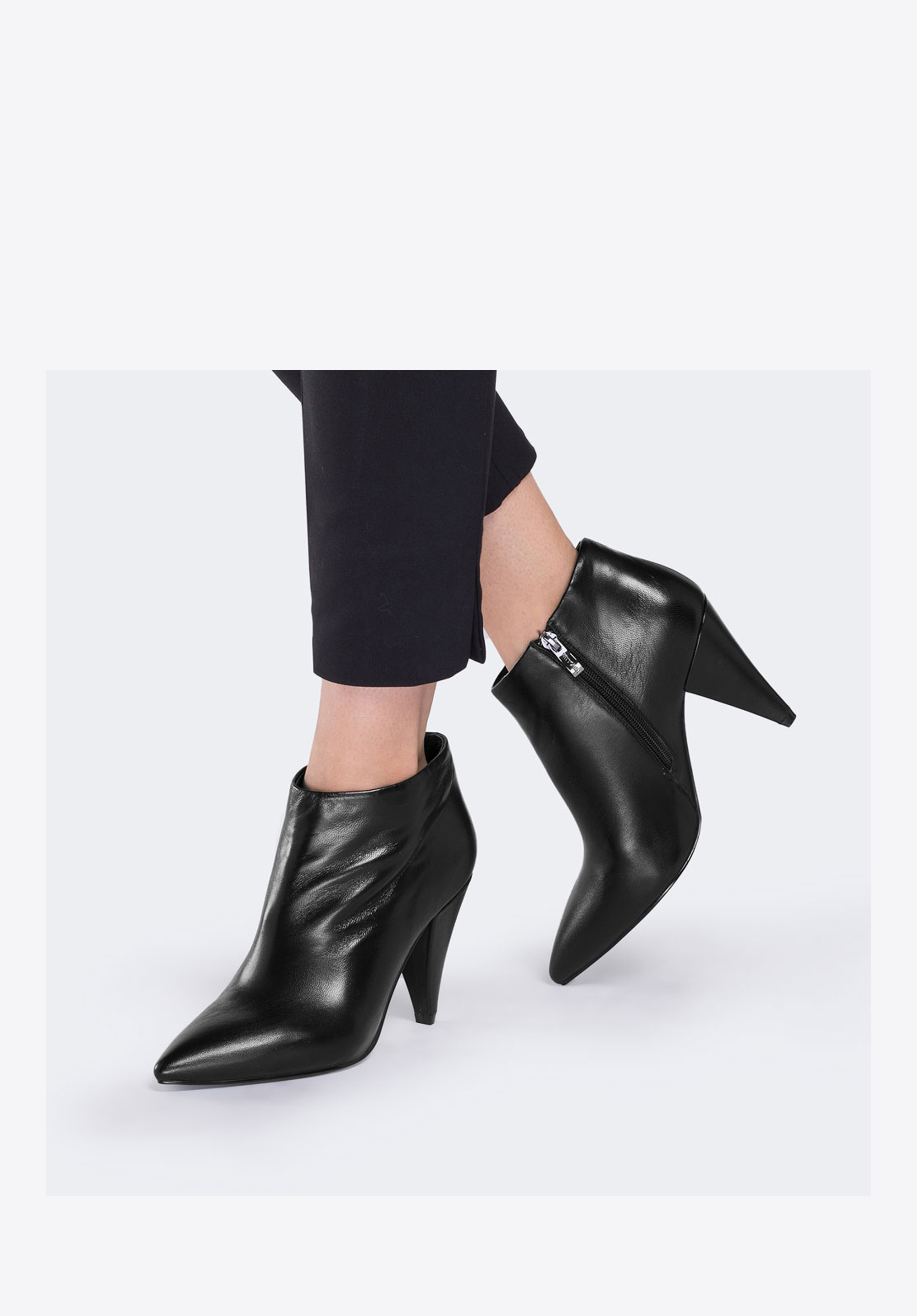 Black cone heel ankle boots best sale