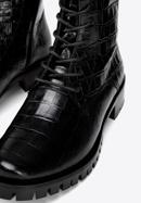 Croc-embossed leather combat boots, black, 93-D-805-1-36, Photo 6