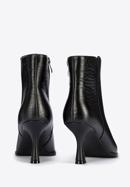 Croc-embossed leather ankle boots, black, 95-D-506-1-37, Photo 4