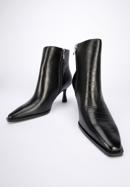 Croc-embossed leather ankle boots, black, 95-D-506-3-38, Photo 7