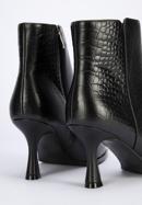 Croc-embossed leather ankle boots, black, 95-D-506-1-37, Photo 8
