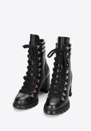 Monogram leather lace up boots, black, 97-D-521-1-37, Photo 2