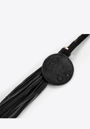 Brelok z nubuku z frędzlami, czarny, 04-2-012-1, Zdjęcie 1