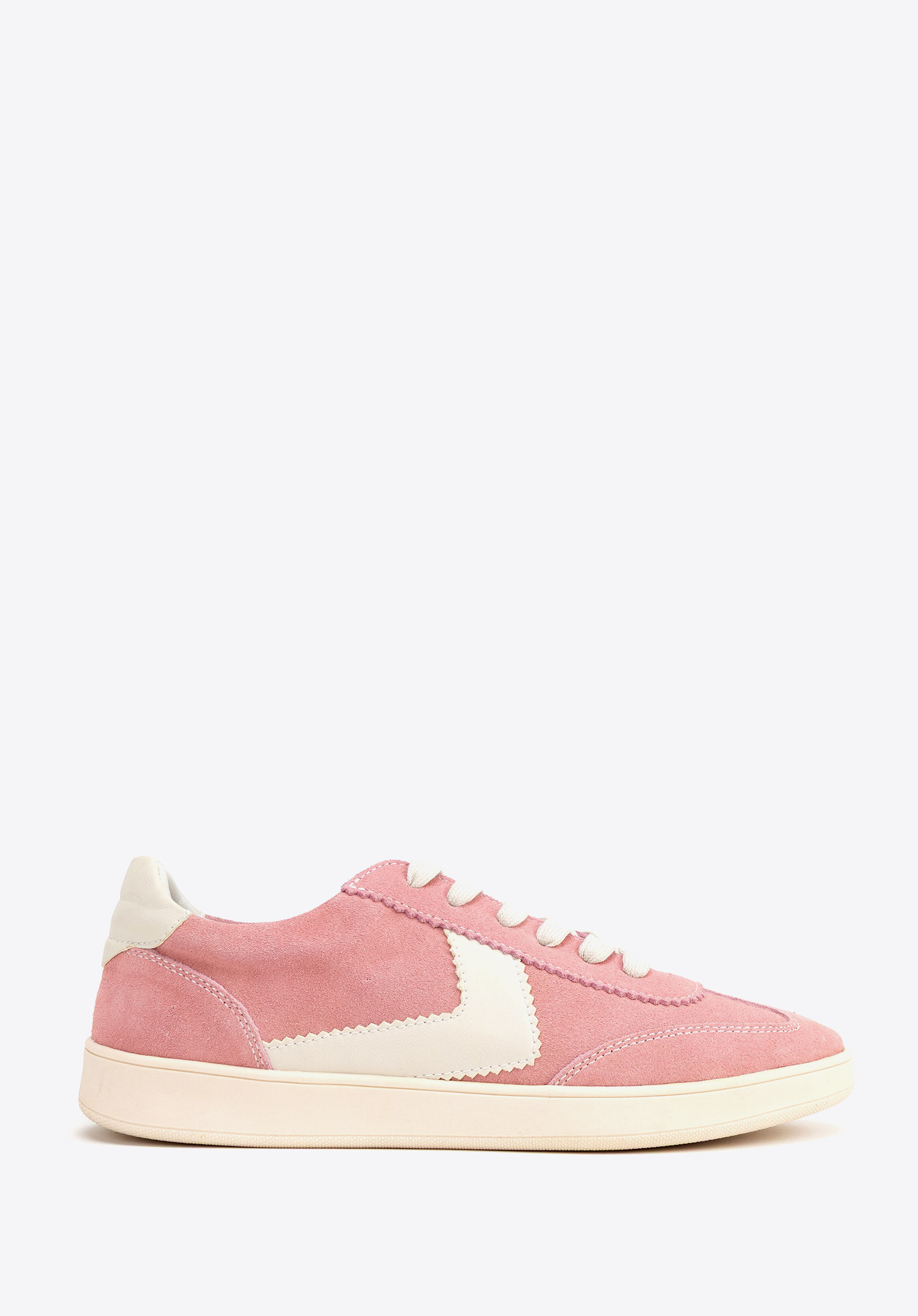 Zamszowe sneakersy z kontrastowymi wstawkami z ekoskóry, różowy, 100-D-351-P-39, Zdjęcie 1