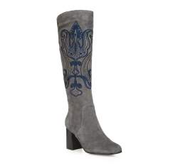 Women's knee high boots, grey, 85-D-918-8-37, Photo 1