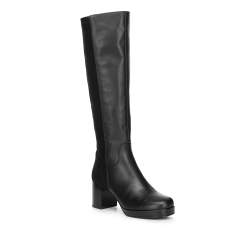 Women's platform knee high boots, black, 91-D-962-1-35, Photo 1