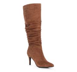 High stiletto heel knee high boots, light brown, 91-D-963-5-39, Photo 1