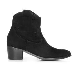 Perforated cowboy ankle boots, black, 92-D-056-1-39, Photo 1