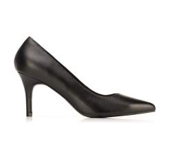 Leather high heel pointed shoes, black, 92-D-551-1-36, Photo 1