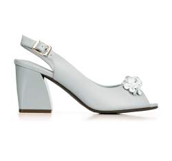 Block heel peep toe court shoes, grey, 92-D-552-8B-36, Photo 1