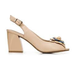 Block heel peep toe court shoes, beige, 92-D-552-9-36, Photo 1