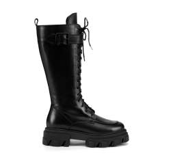 Women's leather combat boots, black, 93-D-803-1-37, Photo 1