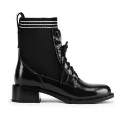 Leather lace up boots, black, 93-D-954-1-37, Photo 1