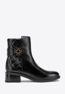 Women's quilted leather ankle boots, black, 97-D-507-1-41, Photo 1
