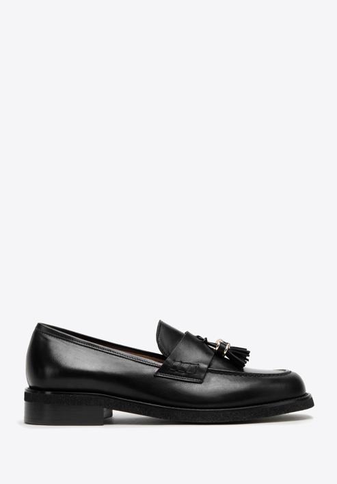 Women's leather tassel loafers, black, 98-D-105-1-37_5, Photo 1