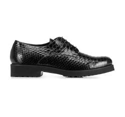 Women's patent leather lace up shoes, black, 91-D-102-1-35, Photo 1