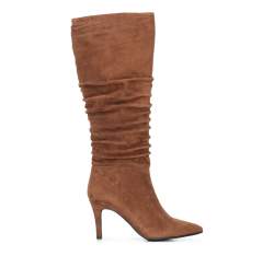 High stiletto heel knee high boots, light brown, 91-D-963-5-37, Photo 1