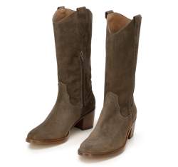 Mid-calf suede cowboy boots, brown, 92-D-050-4-36, Photo 1