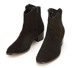 Suede cowboy ankle boots, black, 92-D-052-1-36, Photo 1