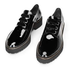 Damskie skÃ³rzane pÃ³Å‚buty na platformie, czarny, 92-D-134-1-35, ZdjÄ™cie 1