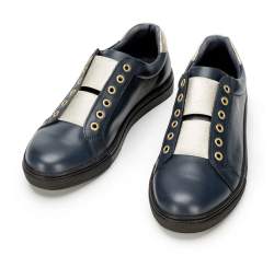 Women's leather trainers, navy blue, 92-D-351-7-38, Photo 1