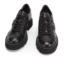 Damskie sneakersy skórzane z łańcuszkiem, czarny, 93-D-109-1-35, Zdjęcie 1
