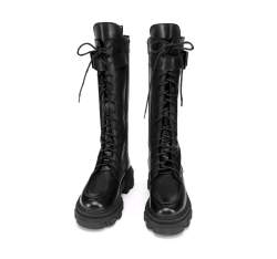 Women's leather combat boots, black, 93-D-803-1-37, Photo 1