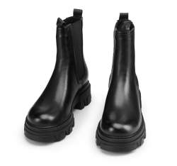 Platform leather Chelsea boots, black, 93-D-970-1-37, Photo 1