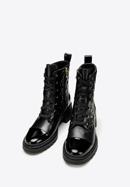 Women's quilted leather combat boots, black, 97-D-508-1-37, Photo 2
