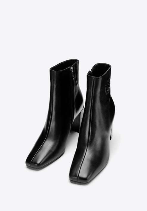 Women's monogram leather ankle boots, black, 97-D-514-0-37, Photo 2