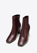 Women's monogram leather ankle boots, plum, 97-D-514-3-40, Photo 2