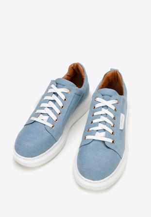 Damskie sneakersy dżinsowe na platformie, jasny niebieski, 97-D-522-7-37, Zdjęcie 1