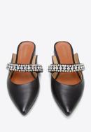 Leather mules with sparkling trim strap, black, 96-D-958-9-40, Photo 3