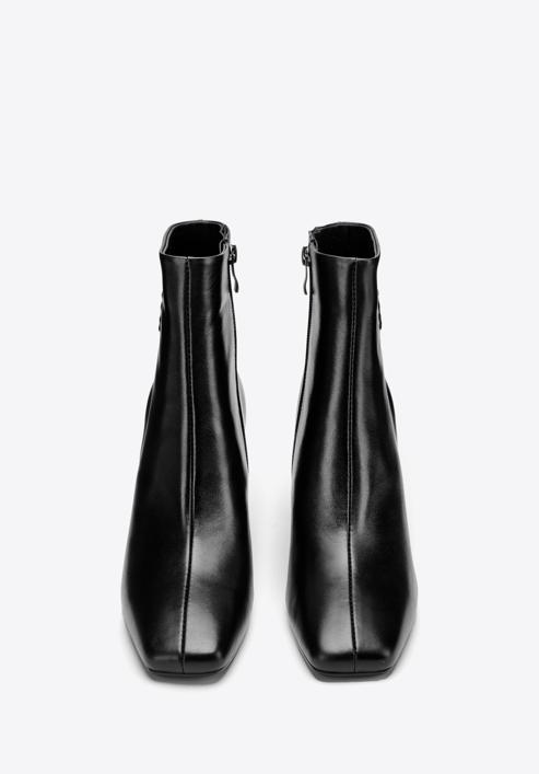 Women's monogram leather ankle boots, black, 97-D-514-1-36, Photo 3