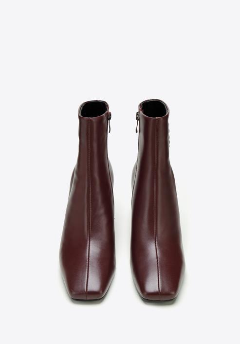 Women's monogram leather ankle boots, plum, 97-D-514-1-37, Photo 3