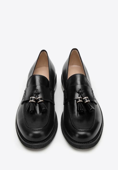 Women's leather tassel loafers, black, 98-D-105-9-38_5, Photo 3