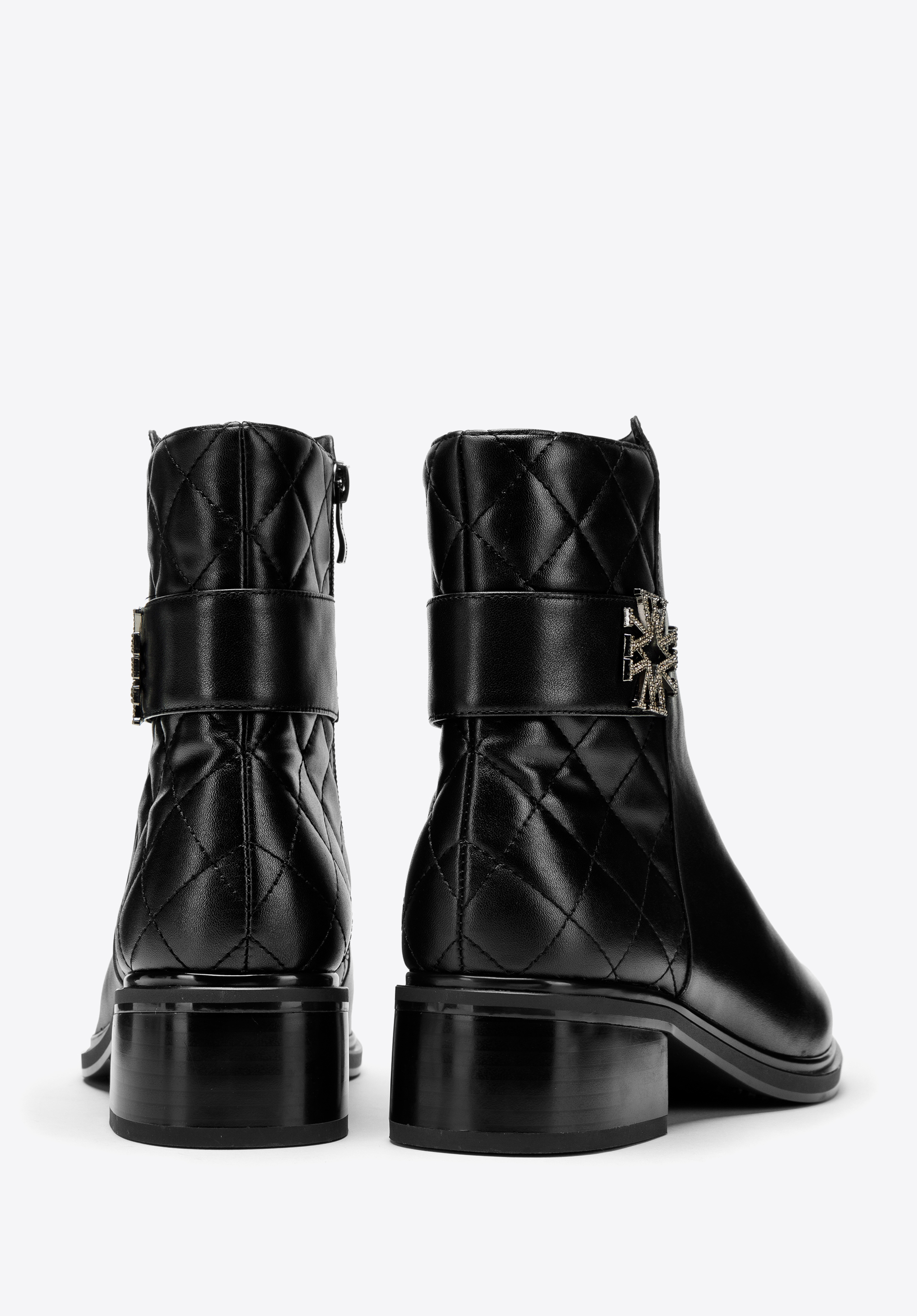 Quilted leather ankle boot hotsell with belt