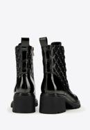 Women's quilted leather combat boots, black, 97-D-508-1-38, Photo 4