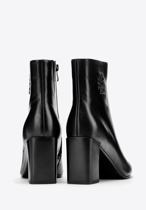 Women's monogram leather ankle boots, black, 97-D-514-0-37, Photo 4