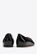 Women's patent leather moccasins with decorative buckle, black, 98-D-106-9-35, Photo 4