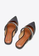 Leather mules with sparkling trim strap, black, 96-D-958-1-38, Photo 5