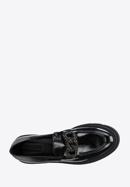 Women's leather moccasins with a crystal chain, black, 97-D-106-1-36, Photo 5