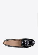 Women's patent leather moccasins with decorative buckle, black, 98-D-106-1-41, Photo 5
