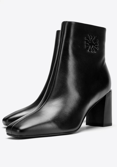 Women's monogram leather ankle boots, black, 97-D-514-0-37, Photo 6