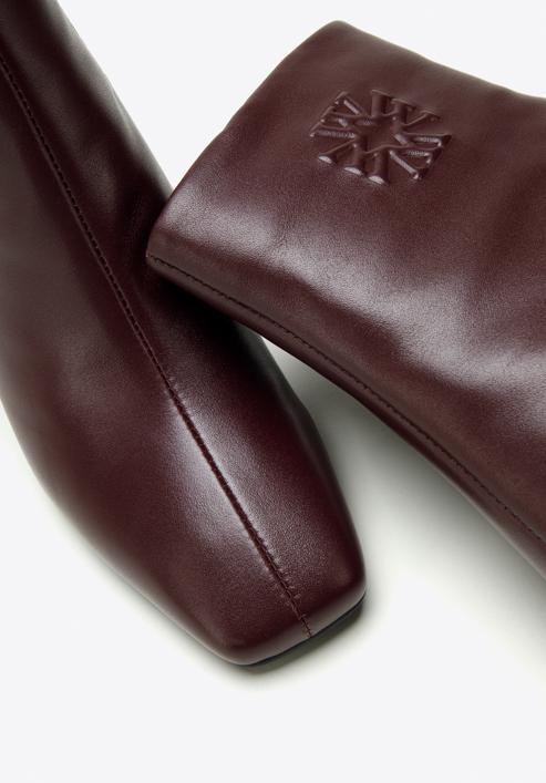 Women's monogram leather ankle boots, plum, 97-D-514-3-35, Photo 6
